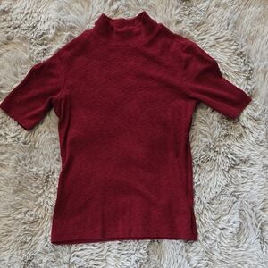 Joie Burgundy Mock Neck Top